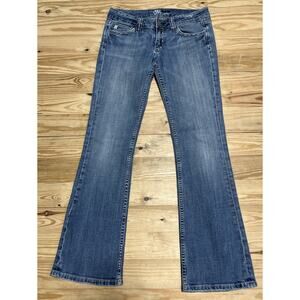 VTG Women Miss Me Flare Jeans Sz 29 Bootleg Flap Pocket Embroidered Med Wash y2K